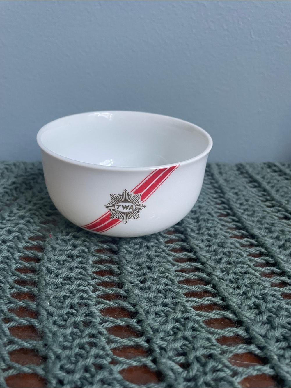Vintage TWA White Dessert Bowl